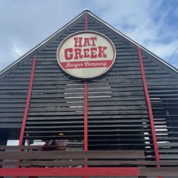 a large building with a sign