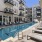 Large sparkling blue swimming pool 
