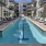 Large sparkling blue swimming pool 